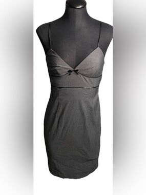Vintage Express Black Spaghetti-Strap Chemise with Bow Detail